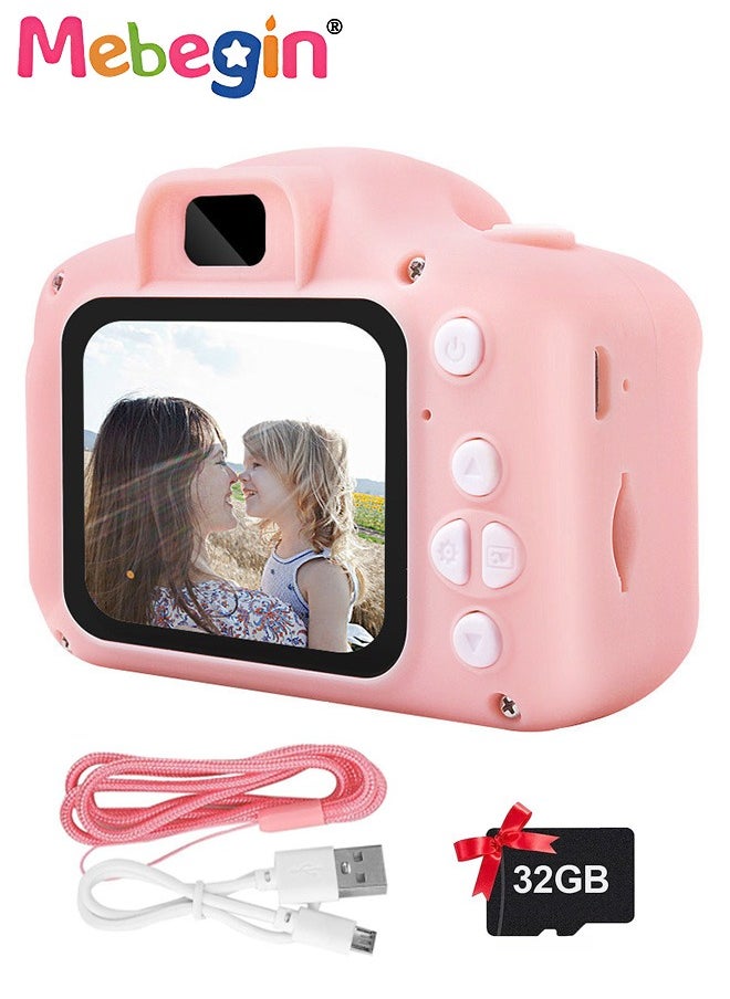 MEBEGIN Kids Toy Camera, 1080P HD Toddler Digital Video Camera with 32G SD Card and Lanyard, Portable HD 13 Million Pixels Selfie Camera with Timing Shooting Function, Ideal Gift for Kids  - Image 1