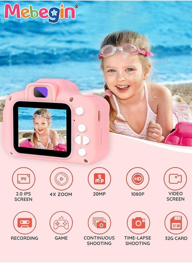 MEBEGIN Kids Toy Camera, 1080P HD Toddler Digital Video Camera with 32G SD Card and Lanyard, Portable HD 13 Million Pixels Selfie Camera with Timing Shooting Function, Ideal Gift for Kids  - Image 5