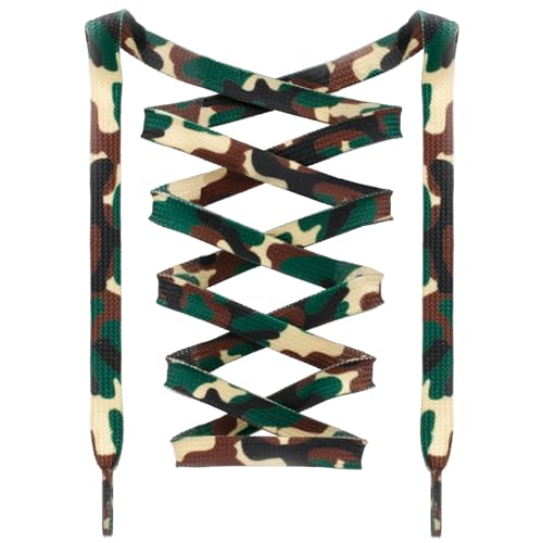 DANHUA Colorful Flat Shoe Laces: 2 Pair 31Inch Dark Green Camo Printed Shoelaces for Sneakers - Image 1