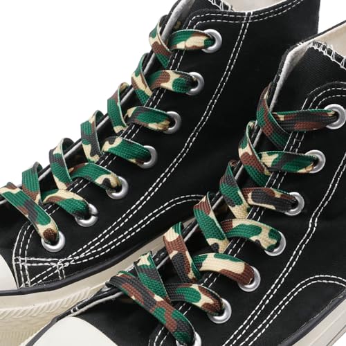DANHUA Colorful Flat Shoe Laces: 2 Pair 31Inch Dark Green Camo Printed Shoelaces for Sneakers - Image 3