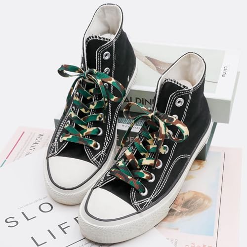 DANHUA Colorful Flat Shoe Laces: 2 Pair 31Inch Dark Green Camo Printed Shoelaces for Sneakers - Image 4