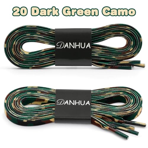 DANHUA Colorful Flat Shoe Laces: 2 Pair 31Inch Dark Green Camo Printed Shoelaces for Sneakers - Image 2