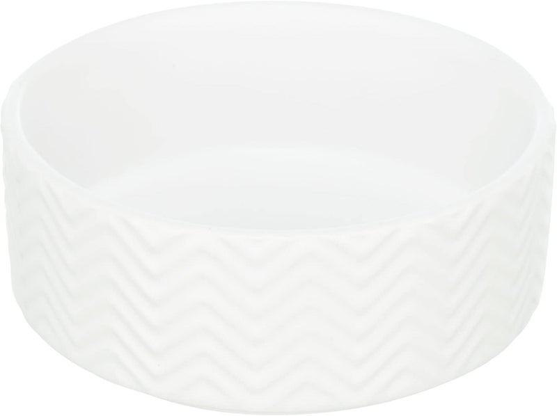 Trixie Wavy Pattern Ceramic Dog Bowl - White 13cm - Image 1