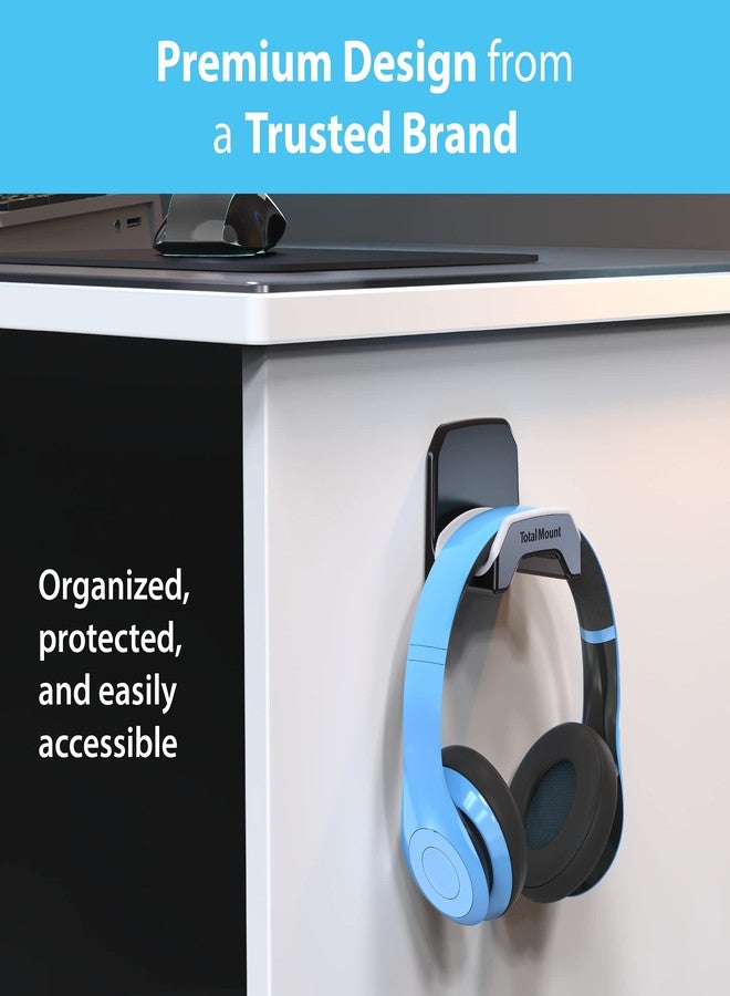 TotalMount Gaming Headset Hanger - Includes Removable Adhesive Strips for Easy, Damage-Free Wall, Desk, or PC Mounting (Black Headphone Hook with Premium Silicone Cradle - One Pack) - Image 5