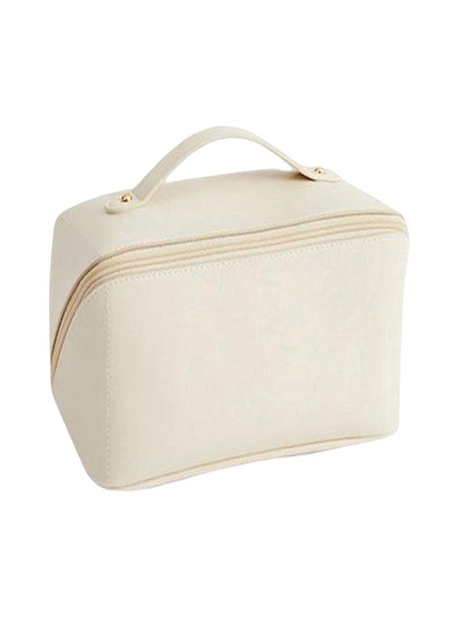 SGAF Cosmetic Travel Organizer Portable Leather Makeup Bag for Women with Handle & Divider Wide Opening Travel Pouch for Cosmetics, Toiletries & Makeup Storage - Image 1