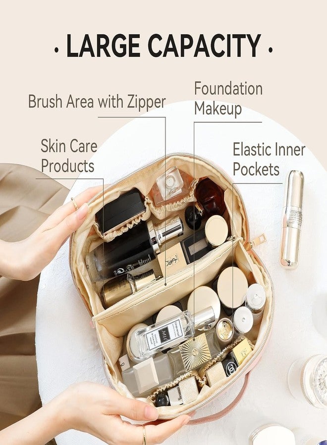 SGAF Cosmetic Travel Organizer Portable Leather Makeup Bag for Women with Handle & Divider Wide Opening Travel Pouch for Cosmetics, Toiletries & Makeup Storage - Image 4