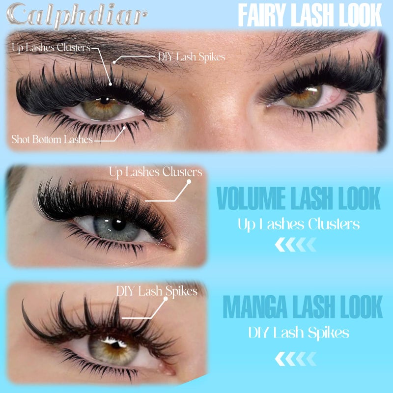 calphdiar Lash Clusters DIY Lash Spikes Eyelash Clusters 436pcs 100D Fluffier Lashes Clusters Spiky Individual Lashes with Bottom Lashes 5-21mm False Eyelashes D-Curly Manga Cluster Eyelash Extensions - Image 2