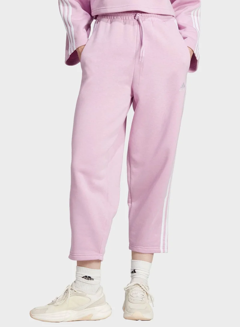 Adidas Essentials 3-Stripes Open Hem Fleece Joggers
