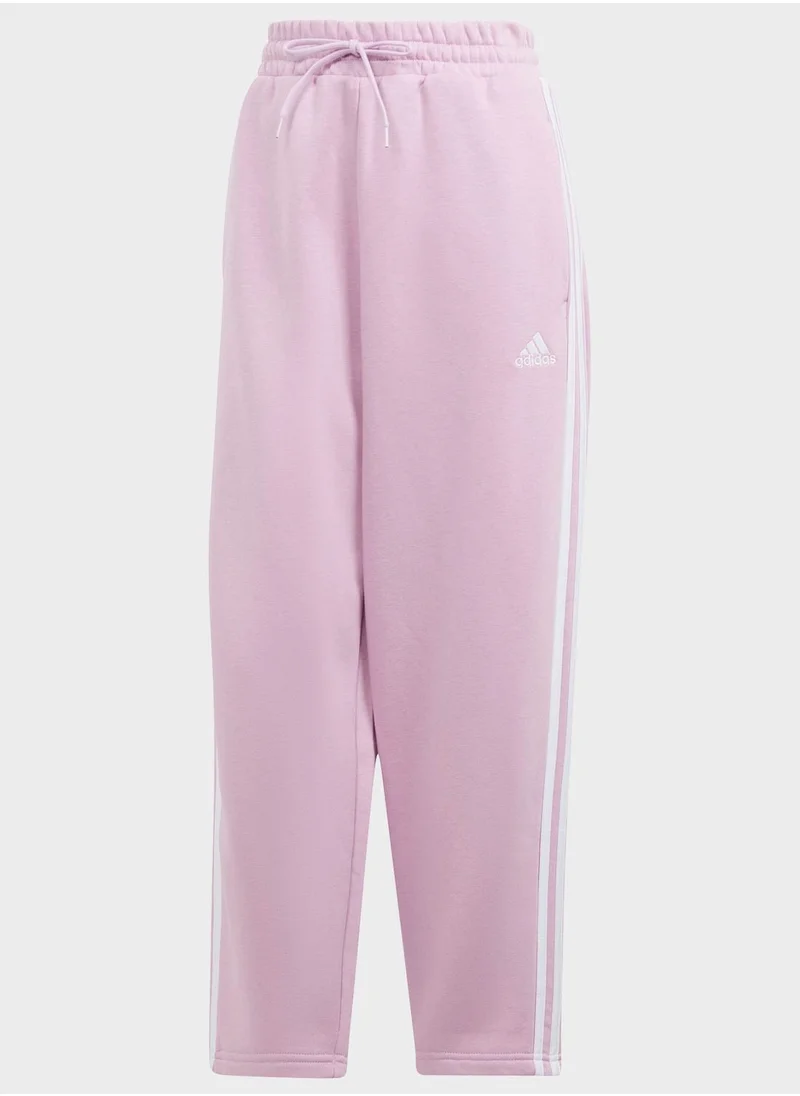 Adidas Essentials 3-Stripes Open Hem Fleece Joggers