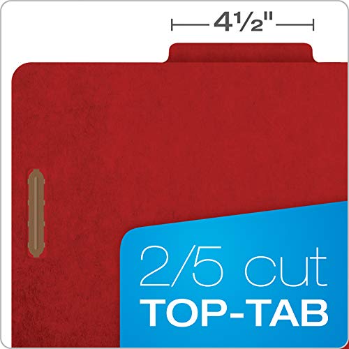 Pendaflex مجلدات تصنيف بورد مضغوط من بندافليكس، 3 فواصل، مشابك مدمجة 2"، قطع تبويب 2/5، حجم خطاب، أحمر ساطع، علبة من 10 - Image 5