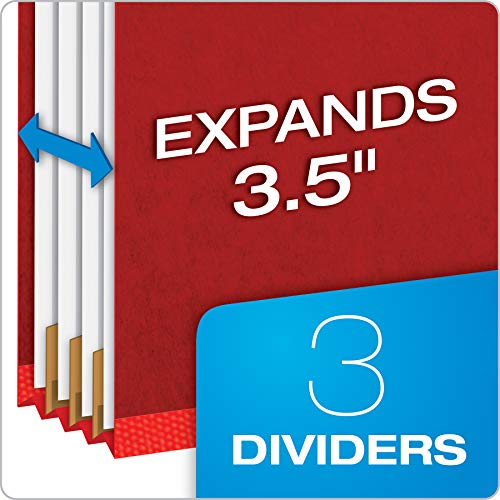 Pendaflex مجلدات تصنيف بورد مضغوط من بندافليكس، 3 فواصل، مشابك مدمجة 2"، قطع تبويب 2/5، حجم خطاب، أحمر ساطع، علبة من 10 - Image 2