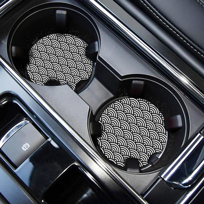 WOCOCN Cute Cup Holder Coasters for Your Car with Fingertip Grip, Auto Accessories for Women & Men,Pack of 2(Wave) - Image 1
