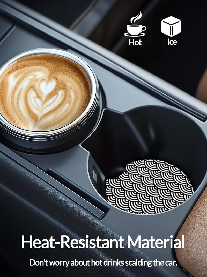 WOCOCN Cute Cup Holder Coasters for Your Car with Fingertip Grip, Auto Accessories for Women & Men,Pack of 2(Wave) - Image 2