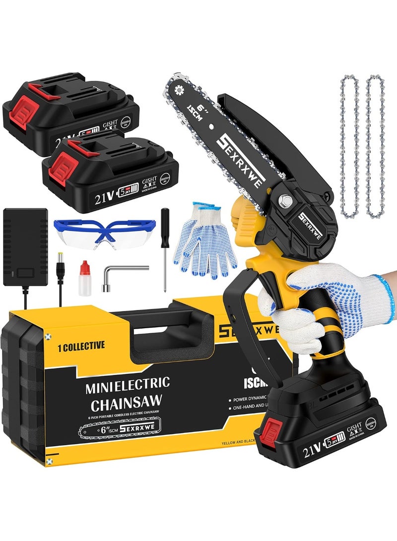 MUNTAQI Portable Handheld Electric Chainsaw – Cordless Mini Chainsaw with Battery & Charger, Lightweight One-Hand Battery Powered Chainsaw for Tree Trimming, Branch Cutting & Woodworking - Image 1