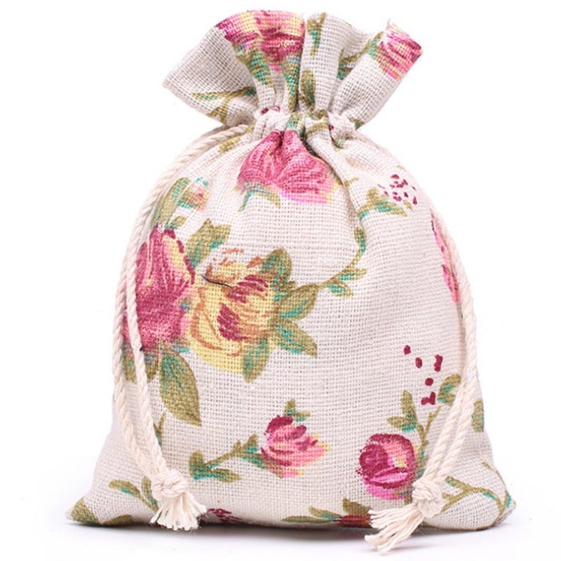 KUPOO 50PCS Rose Drawstring Bags Burlap Flower Pouch Bags Gift Bags Jewelry Pouches for DIY Craft Wedding Party, 5.5X3.9 Inches (5.5X3.9) - Image 5