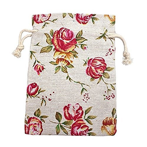 KUPOO 50PCS Rose Drawstring Bags Burlap Flower Pouch Bags Gift Bags Jewelry Pouches for DIY Craft Wedding Party, 5.5X3.9 Inches (5.5X3.9) - Image 2