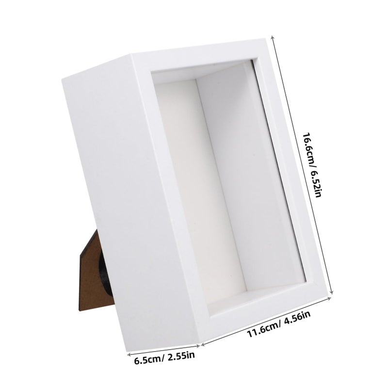 White Rustic Wooden Shadow Box Frame For Displaying Insect Specimens And Dried Flowers - Image 3