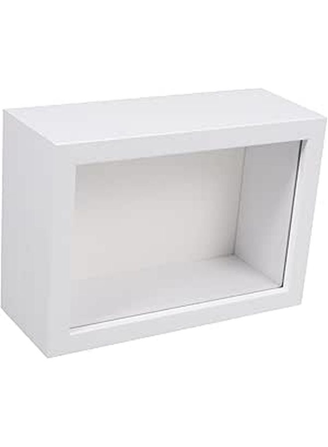 White Rustic Wooden Shadow Box Frame For Displaying Insect Specimens And Dried Flowers - Image 1