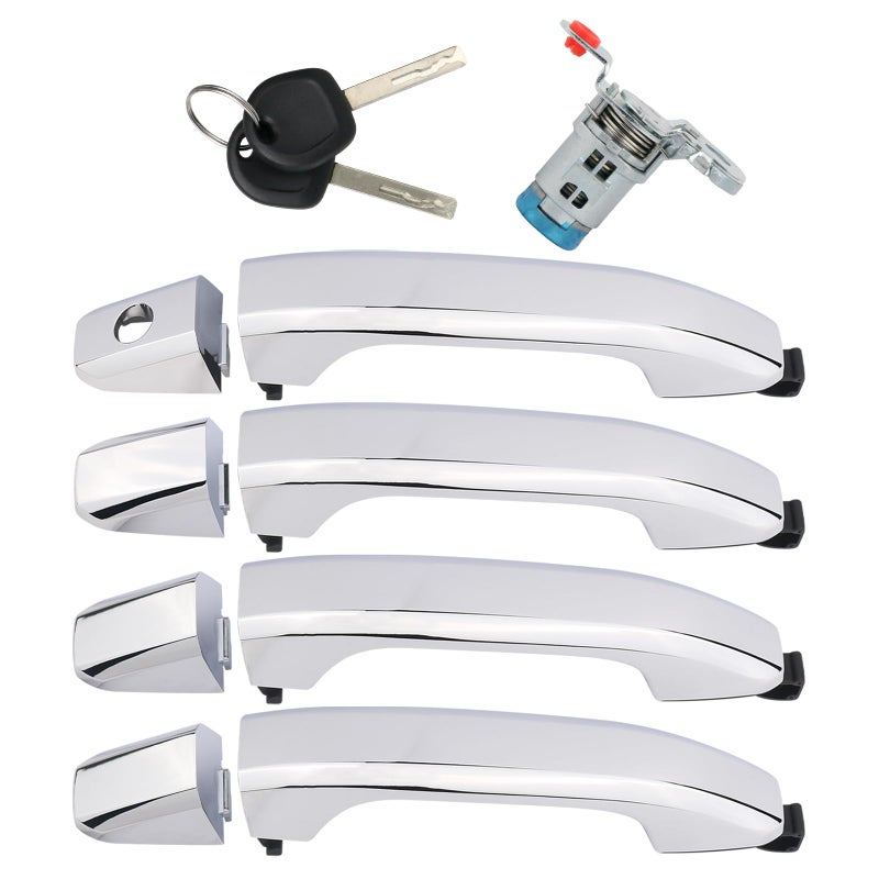 APPERFiT Exterior Door Handles wLock Cylinder Chrome Compatible with 20142020 Chevy Chevrolet Silverado 1500 2500 3500 Suburban Tahoe GMC Sierra Yukon Replaces 84711849 84713663 13590041 - Image 2