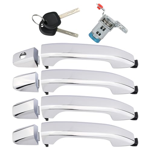 APPERFiT Exterior Door Handles wLock Cylinder Chrome Compatible with 20142020 Chevy Chevrolet Silverado 1500 2500 3500 Suburban Tahoe GMC Sierra Yukon Replaces 84711849 84713663 13590041 - Image 1