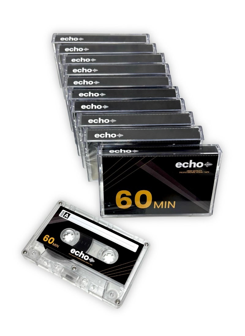 echo AUDIO Echo Audio 60 Minute Blank Audio Cassette | Pack Of 10 | High Quality Professional Audio Tape Recorder Playback and Recording  - Image 1