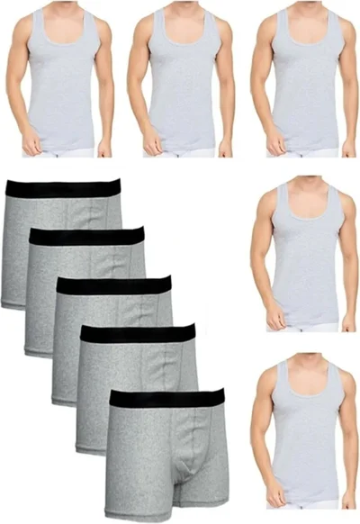 Tezzgelsin Men's Slim Fit Undershirt and Boxer Set 5 Boxer 5 Undershirt