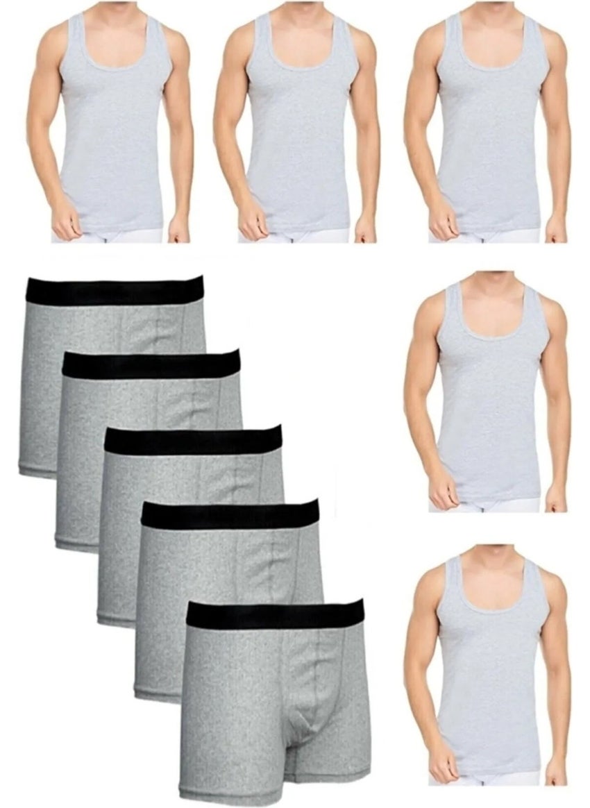 Tezzgelsin - Men's Slim Fit Undershirt and Boxer Set 5 Boxer 5 Undershirt - Image 1