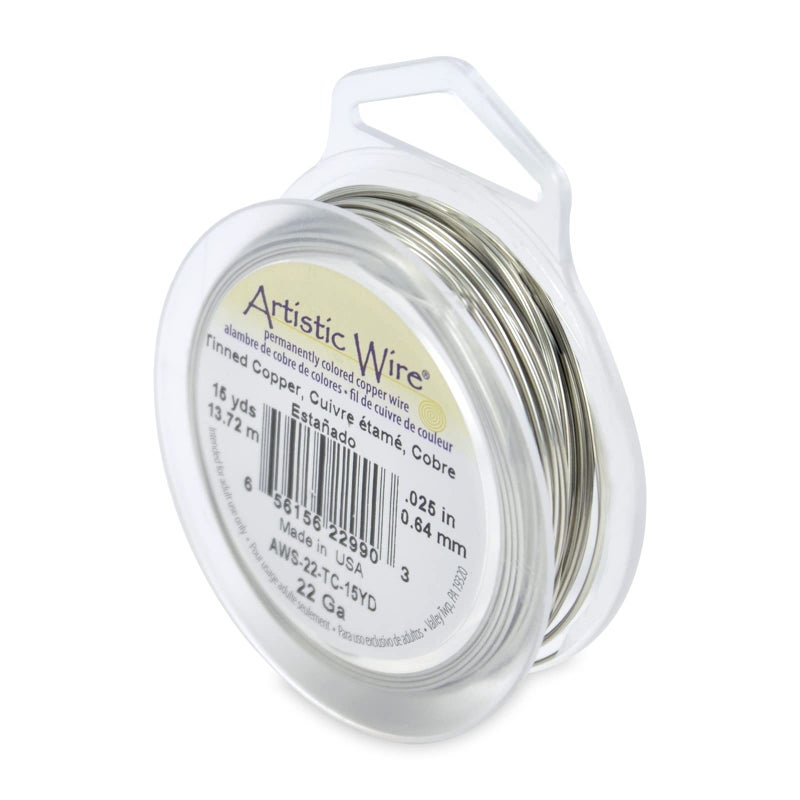 Artistic Wire, 22 Gauge Tarnish Resistant Tinned Copper Craft Jewelry Wrapping Wire, Silver Color, 15 yd - Image 1