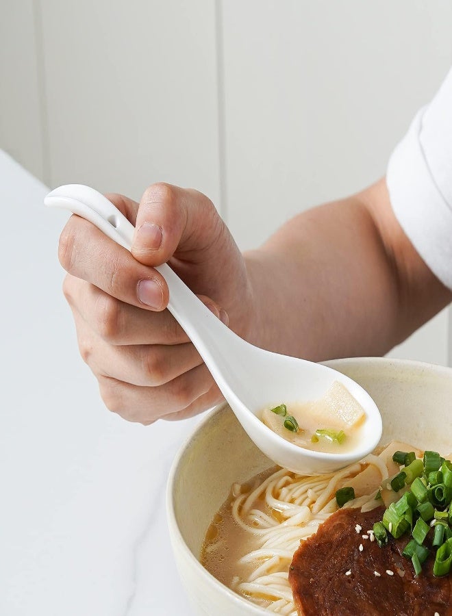 AKDC Le Tauci Ceramic Soup Spoon Set Of 8, 7 Inch Asian Chinese Janpanese Spoons For Pho Appetizer Wontons Ramens Stews Cereals Oatmeal Dessert Porridge, White - Image 3