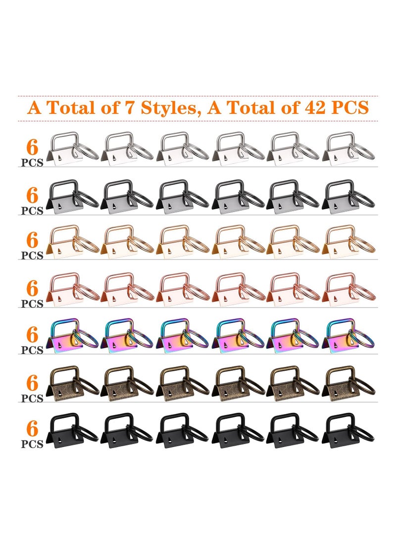 SYOSI - Key Fob Hardware, 42PCS 1 Inch 7 Colors Keychain Hardware Set Key Fob Hardware for Wristlet Keychain, Key Lanyard and Key Chain Making Hardware Supplies - Image 1