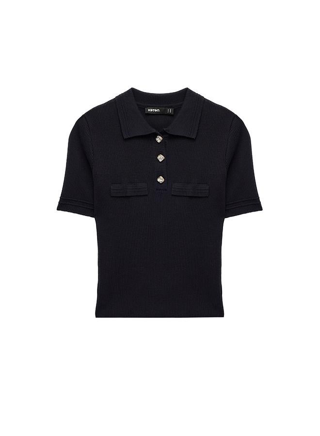 KOTON Polo Neck Knit T-Shirt - Image 5
