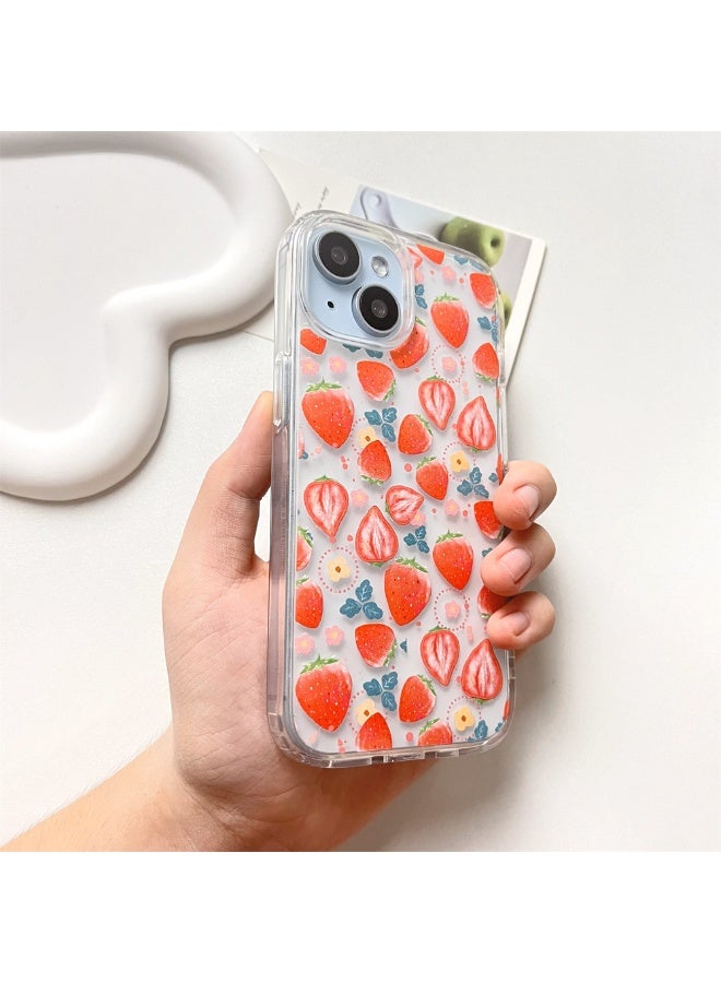 NIBEMINENT Red Strawberry Protective TPU Case Cover For iPhone 15 Pro Max Clear - Image 2
