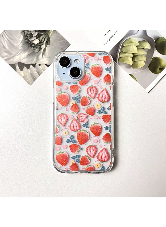 NIBEMINENT Red Strawberry Protective TPU Case Cover For iPhone 15 Pro Max Clear - Image 1