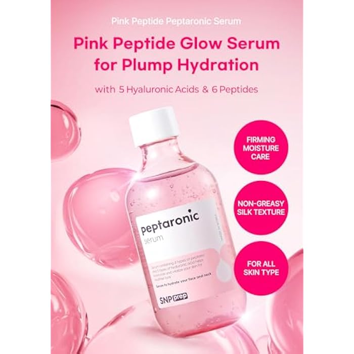 Snp 6 Peptides + 5 Hyaluronic Acid Face Serum | Firming, Soothing & Moisturizing Korean Skincare for Dry Skin | Lightweight & Non-Sticky Serum for Sensitive Skin | 7.43 fl oz - Image 2