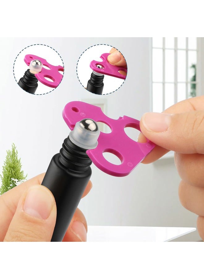 DMuuuDM 10Pcs 10ml Frosted Roller Bottle for Essential Oils,Empty Glass Roll-On Vials with Stainless Steel Roller Ball,Metal Lid Perfume Sample Oil Container-Opener&Dropper Included,Black - Image 3