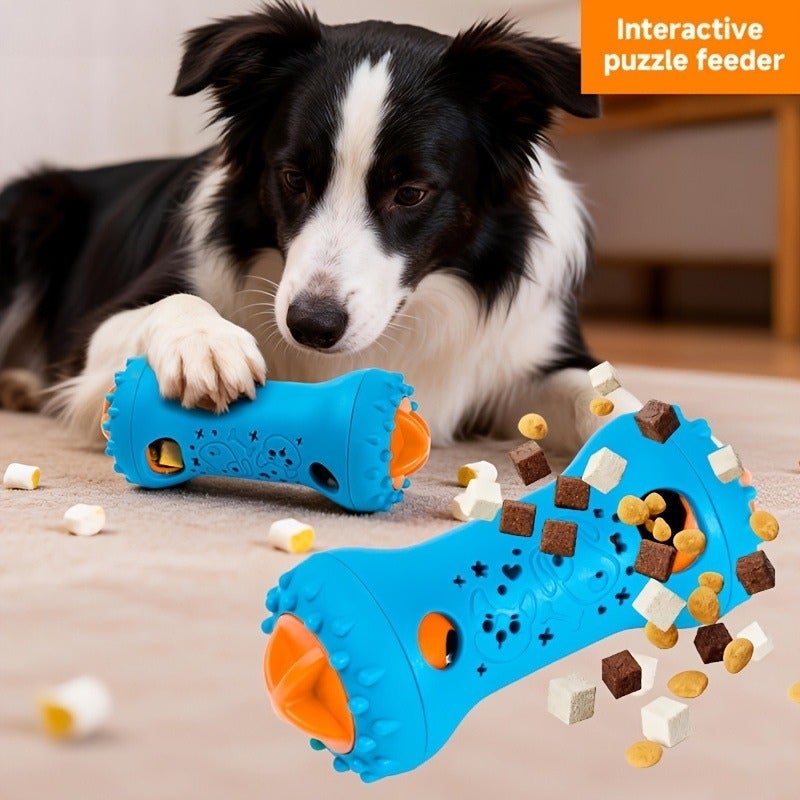 Dog Slow Feeder Bowl Dumbbell Shape Rolling Slow Food Toy - Image 1