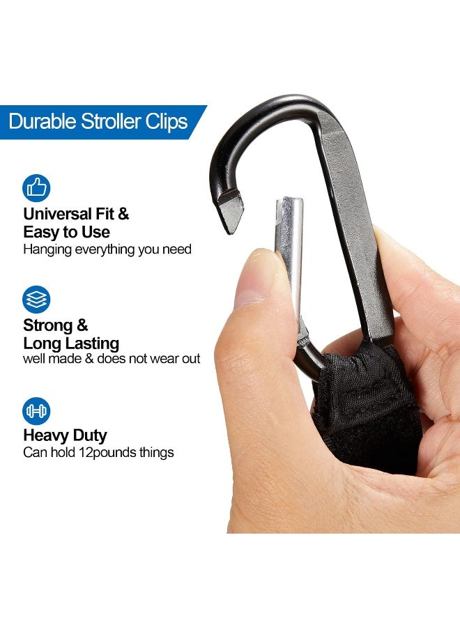 Tuanse 6 Pack Baby Stroller Hooks for Hanging Diaper Bags Stroller Clips for Bags Multipurpose Hooks for Grocery Shopping Bags Stroller Accessories Pram Buggy Clips Straps Hook - Image 4