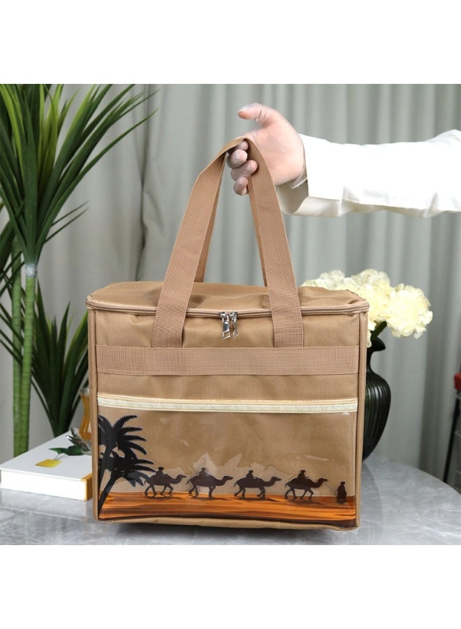 BASURRAH Tea and Coffee Flask Travel Bag – Beige Fabric Insulated Bag for Storing Flasks and Dallah Pots – Elegant Thermal Carrying Bag for Outdoor Trips and Travel - Image 3