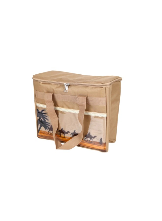 BASURRAH Tea and Coffee Flask Travel Bag – Beige Fabric Insulated Bag for Storing Flasks and Dallah Pots – Elegant Thermal Carrying Bag for Outdoor Trips and Travel - Image 4