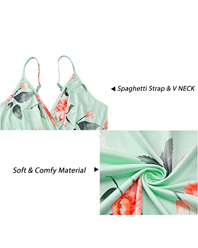 Newshows Women's Clothing Spring 2025 Maternity Clothes Photoshoot Sleeveless Hawaiian Split Long Maxi Summer Wedding Guest Dress (Green Floral Orange, Large) - Image 5