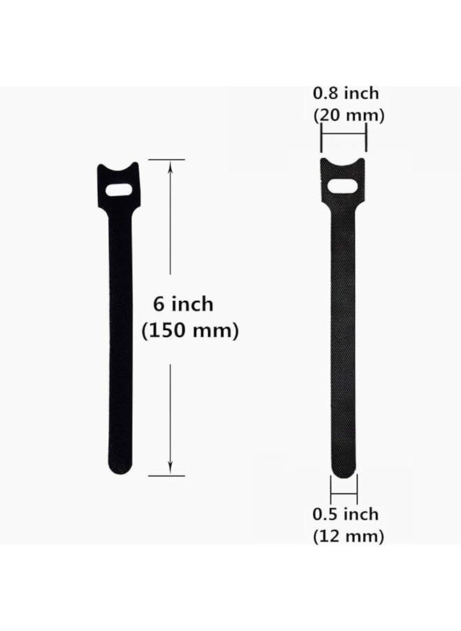 Reusable Cable Ties 50Pcs Black Fabric Hook And Loop Ideal For Cord Organization And Wire Management