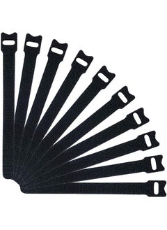 erorex Reusable Cable Ties 50Pcs Black Fabric Hook And Loop Ideal For Cord Organization And Wire Management  - Image 1