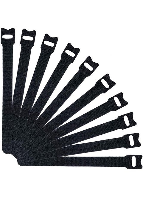 Reusable Cable Ties 50Pcs Black Fabric Hook And Loop Ideal For Cord Organization And Wire Management