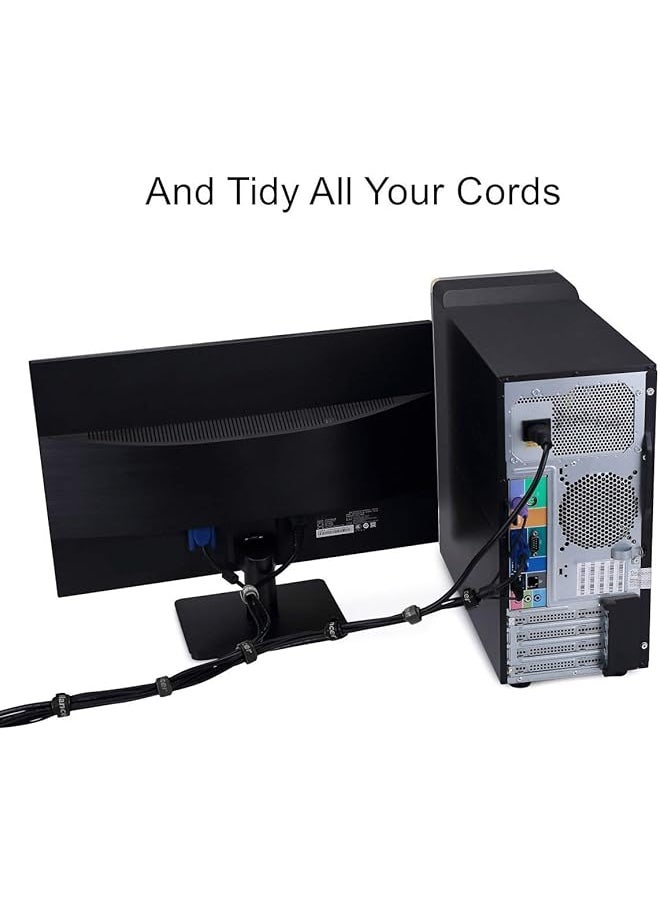 Reusable Cable Ties 50Pcs Black Fabric Hook And Loop Ideal For Cord Organization And Wire Management