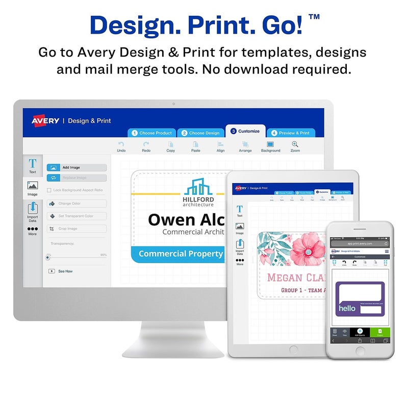 AVERY Clip-Style Name Badge Holder with Laser/Inkjet Insert, Top Load, 4 x 3, White, 100/Box - Image 5