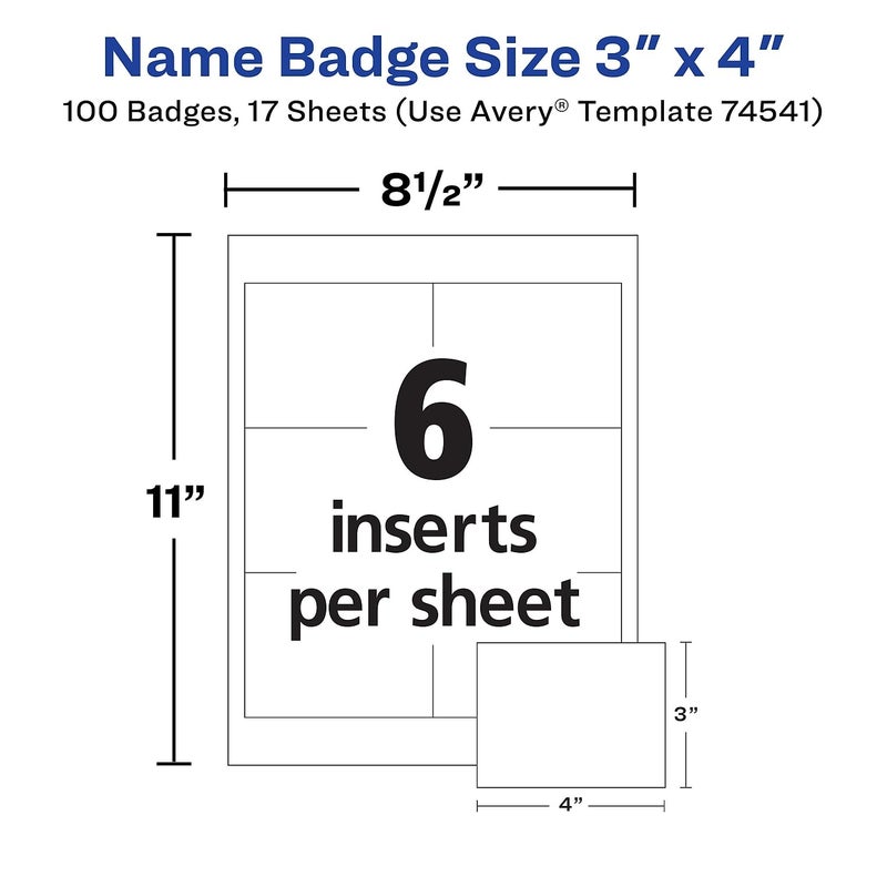 AVERY Clip-Style Name Badge Holder with Laser/Inkjet Insert, Top Load, 4 x 3, White, 100/Box - Image 2