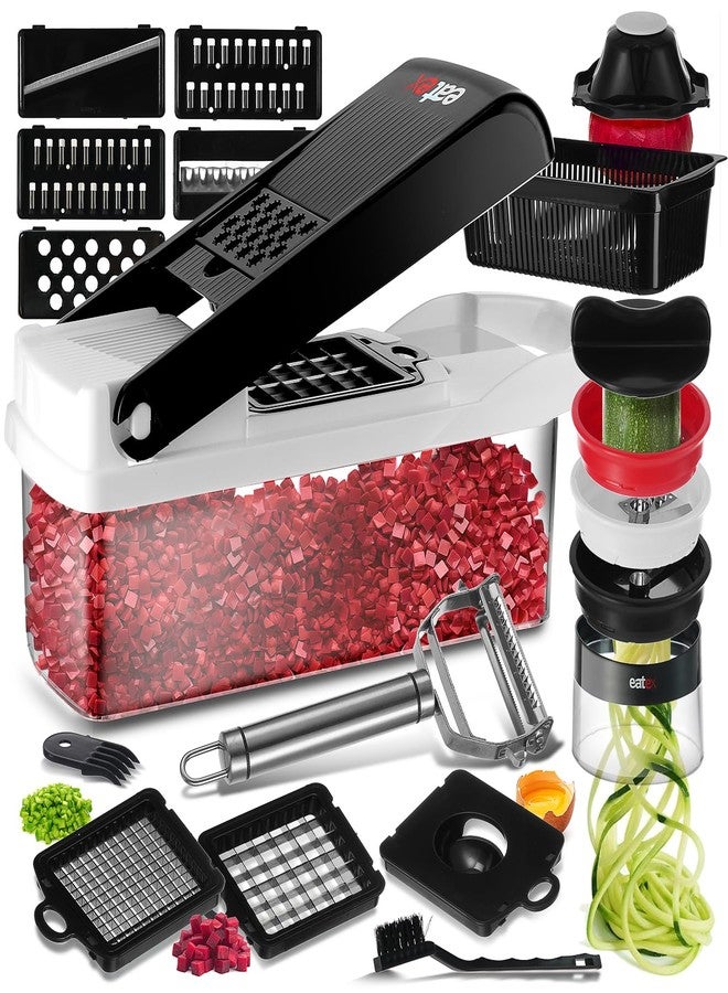 EatEx Vegetable Chopper with Container, Multifunctional Veggie Chopper Vegetable Cutter, Onion Chopper Dicer, Salad Chopper, Onion Cutter, 21 Piece Food Chopper, Vegetable Spiralizer, Julienne Peeler - Image 1