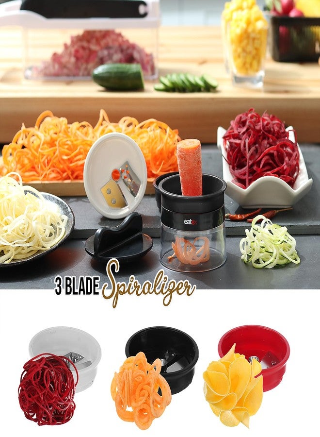 EatEx Vegetable Chopper with Container, Multifunctional Veggie Chopper Vegetable Cutter, Onion Chopper Dicer, Salad Chopper, Onion Cutter, 21 Piece Food Chopper, Vegetable Spiralizer, Julienne Peeler - Image 4