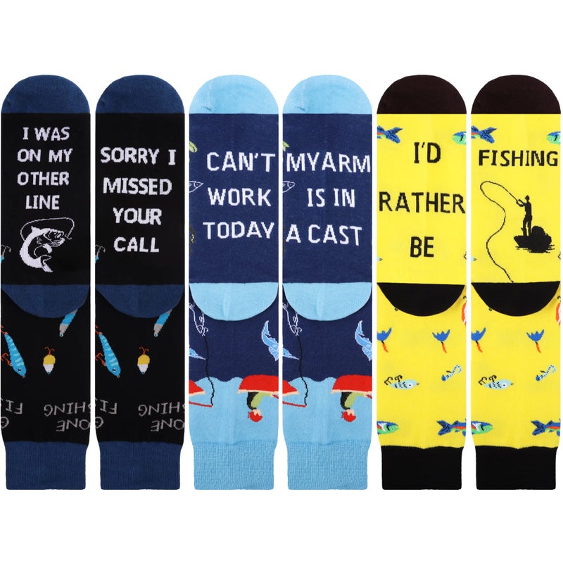 Jeasona Fishing Gifts for Men Funny Fun Crazy Funky Dress Crew Fishing Socks - Image 3