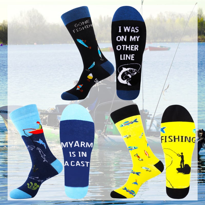 Jeasona Fishing Gifts for Men Funny Fun Crazy Funky Dress Crew Fishing Socks - Image 4